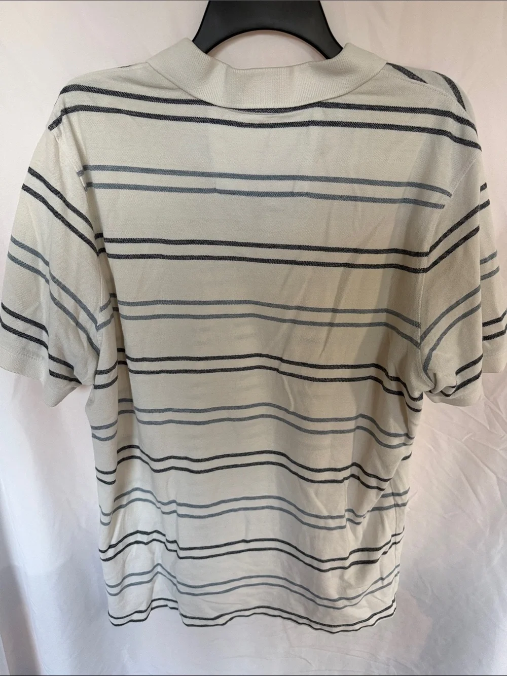 Banana Republic Cream Polo with Navy & Light Blue Stripes